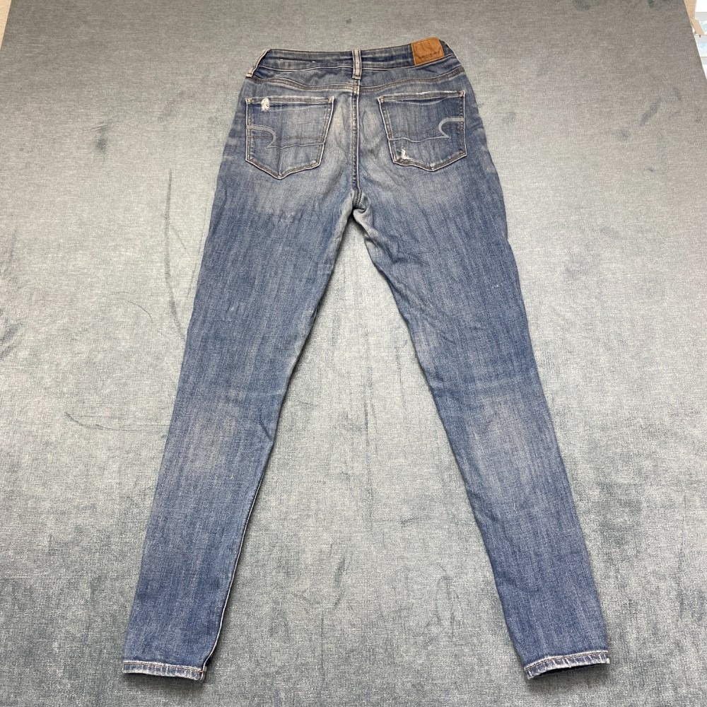 American Eagle Outfitters Skinny Leg Jeans Womens 27/27.5 Blue Denim Distressed